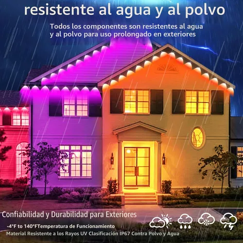 Vista 4 de Luces permanentes para exteriores de 300 pies, luces LED impermeables IP67, luz exterior con aplicación/control remoto, luces permanentes de Navidad