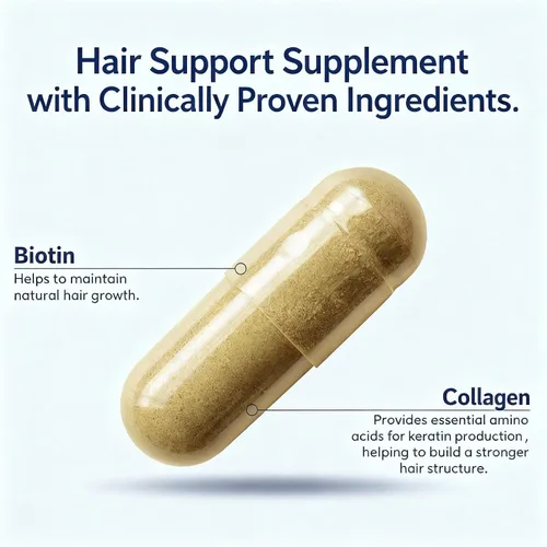 Vista 4 de Suplemento natural para el crecimiento del cabello – Biotina, zinc, MSM, colágeno, palma enana americana, cola de caballo y astaxantina para un