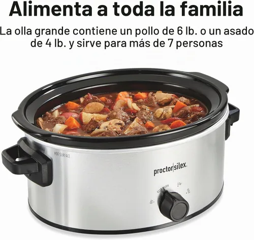 Vista 4 de Proctor Silex Olla de cocción lenta de doble plato con olla de 6 cuartos de galón y inserto antiadherente de 2.5 cuartos de galón para cocinar dos