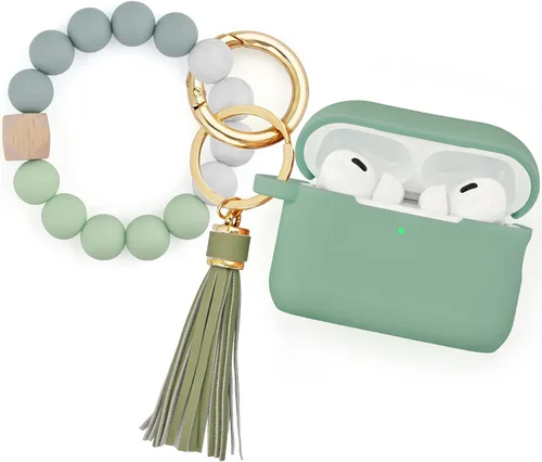 Vista 8 de Filoto - Estuche para AirPods Pro de 2ª generación 2022, funda protectora de silicona bonita con llavero de pulsera y accesorios para Apple AirPods