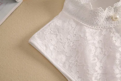 Vista 5 de SUZALA Collar falso de encaje, cuello falso desmontable para mujer, cuello falso para blusa, suéter