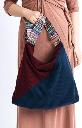 Vista 4 de Bolso de mano de pana para mujer, bolso de hombro grande, bolso elegante casual, bolso de pana, bolso de viaje para el trabajo