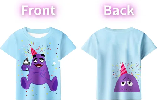 Vista 3 de Grimace Costume for Kids Boys Girls Monster Cute Shirts and Pants Cartoon T-Shirt Home Clothes for Kids 4-12 Years