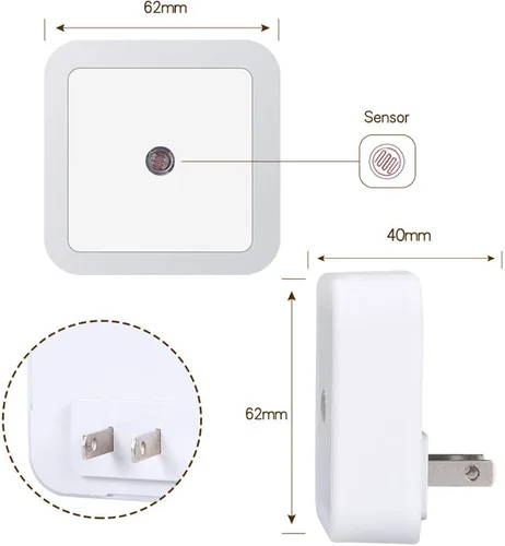 Vista 3 de Las luces nocturnas se enchufan a la pared, sensor de atardecer a amanecer con encendido y apagado automático luz nocturna para dormitorio, baño