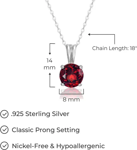 Vista 56 de Amazon Essentials Collar con colgante de piedra natal de corte redondo de plata de ley de 18 pulgadas (anteriormente colección Amazon)