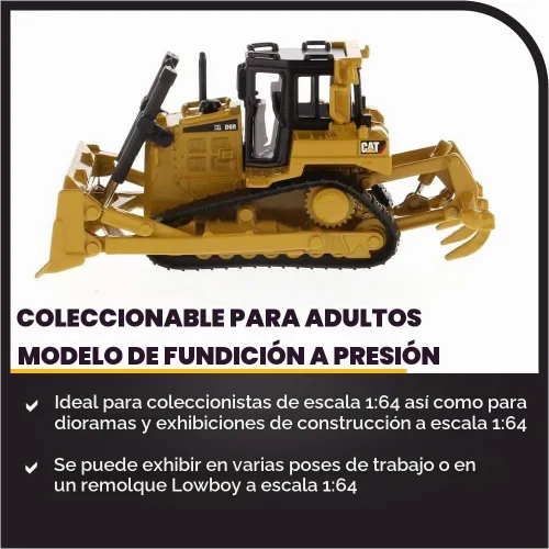 Vista 3 de Diecast Masters 1:64 Caterpillar D6R XL Bulldozer, Play & Collect Series Cat Trucks y equipo de construcción Modelo a escala 1:64