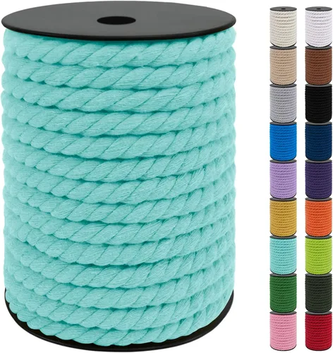 Vista 55 de JeogYong Cordón de algodón de 10mm, 22.86 metros de cuerda natural para macramé, hilo de 3 hebras torcido, cuerda para macramé para manualidades