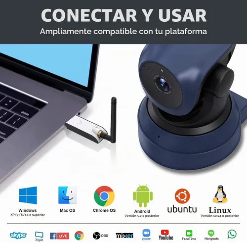Vista 6 de Gsou Cámara web inalámbrica, videollamadas HD 1080P y cámara de transmisión, Plug and Play, cámara de computadora de campo de ángulo ajustable