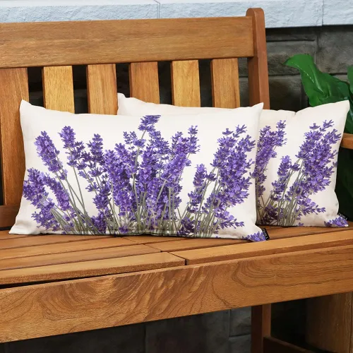Vista 3 de EKOBLA Fundas de almohada de flores de lavanda, fundas de almohada moradas perfumadas florales cuadradas, fundas de almohada para sofá, dormitorio