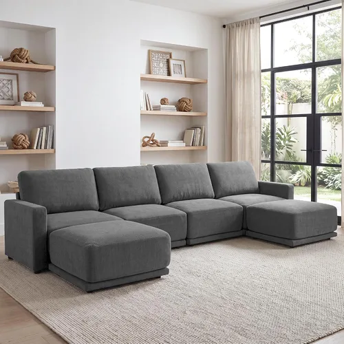 Vista 15 de Sofá modular pequeño de 78 pulgadas, sofá biplaza modular de 2 asientos para espacios pequeños, juego de sofá moderno de tela de felpilla para sala