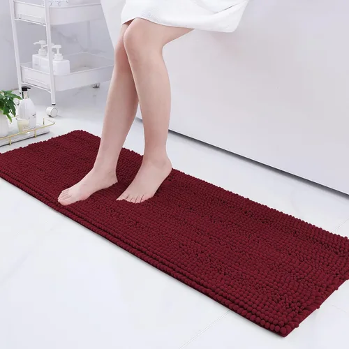 Vista 136 de Grandaily Alfombras de baño de felpilla a rayas de 24 x 16 pulgadas, extra gruesas y suaves, absorbentes, parte trasera de goma, alfombra de ducha