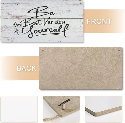 Vista 4 de Divertido letrero de madera estilo granja con texto en inglés «Be the Best Version Of Yourself», calcomanía de vinilo con texto en inglés «Be the