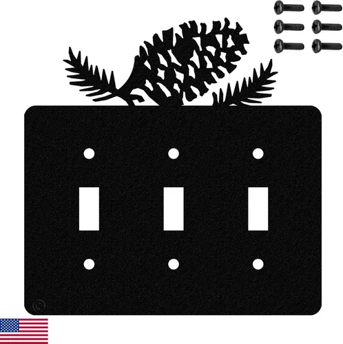 Vista 20 de Pine Cone - Placa de pared de doble toma de corriente dúplex (doble potencia, negro) - Fabricado en Estados Unidos