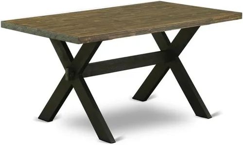 Vista 17 de East West Furniture VT026 Mesa de comedor estilo V – una mesa de cocina rectangular con patas elegantes, 36 x 60 pulgadas, multicolor