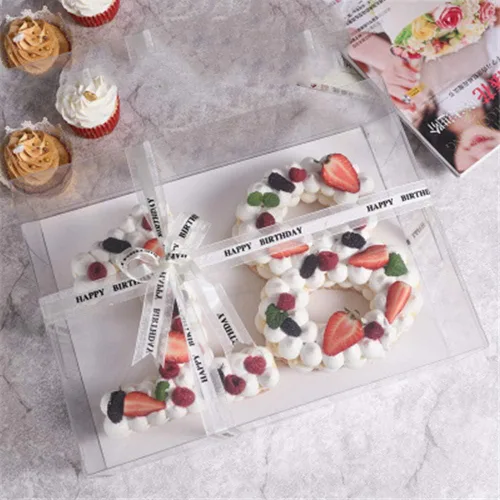 Vista 2 de Ulalaza Moldes de silicona para hornear pasteles de 0 a 8 números, molde de pastel de pan y mousse para cumpleaños, boda, aniversario