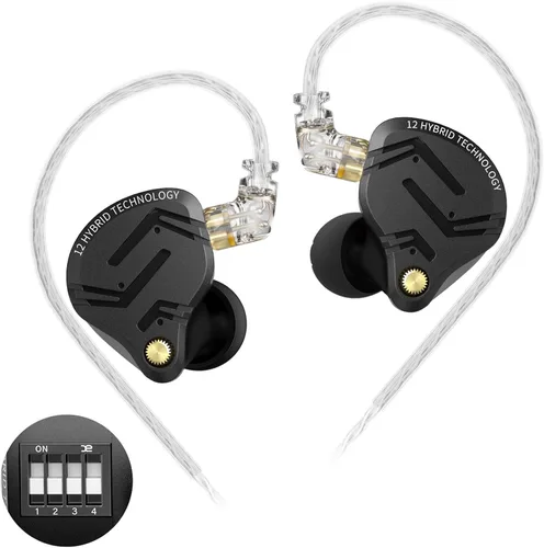 Vista 11 de KZ ZS12 PRO 2 - Auriculares in-ear con monitor de oído, auriculares híbridos para juegos 1DD+5BA, auriculares con cable transparente, auriculares