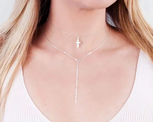 Vista 12 de Collar de cruz de oro para mujer, collares con colgante de cruz minimalista, longitud de 16 a 18 pulgadas, joyería cristiana hecha a mano, regalo