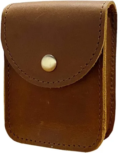 Vista 7 de Funda de cuero genuino, caja de cartas de juego de una sola cubierta, bolsa de cuero multiusos con clip para cinturón para llevar tarjetas Negro