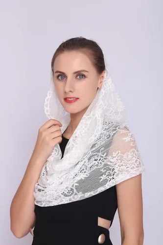 Vista 3 de Mantilla de encaje española con forma de capilla de velo infinito o masa latina