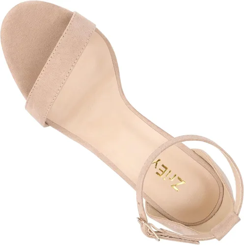 Vista 4 de ZriEy - Sandalias de tacón para mujer con tiras gruesas, tacones altos, correa de tobillo, punta abierta, para fiesta, boda, zapatos a la moda