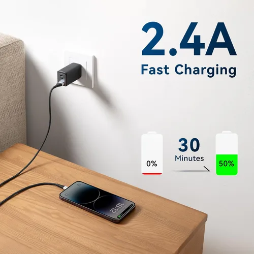 Vista 7 de Cargador para iPhone, paquete de 3 cables de 6 pies [certificado MFi de Apple], cable de carga rápida USB A a Lightning de 15 pies