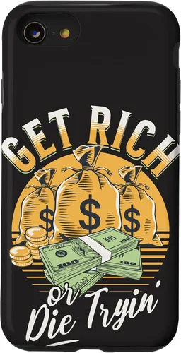 Vista 18 de Funda de dinero millonario para iPhone 12/12 Pro Get Rich or Die Trying Cash Hustle