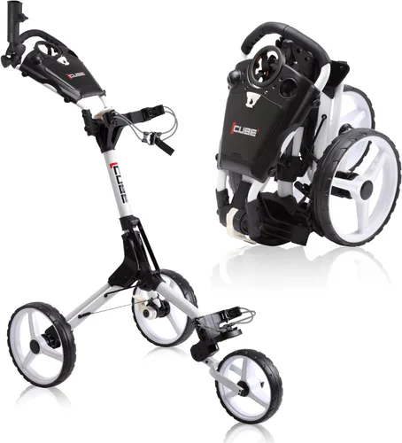 Vista 9 de CUBE CART Carrito de Golf de Empuje de 3 Ruedas – Carrito de Golf Plegable Ultracompacto de Dos Pasos, Marco Ligero de 14.5 libras, Mango Ajustable