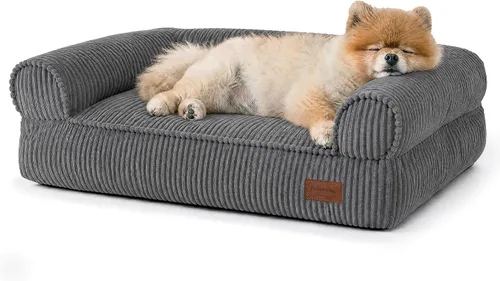 Vista 22 de FUKUMARU Sofá cama para perros, cama acogedora de pana para gatos, impermeable, funda lavable