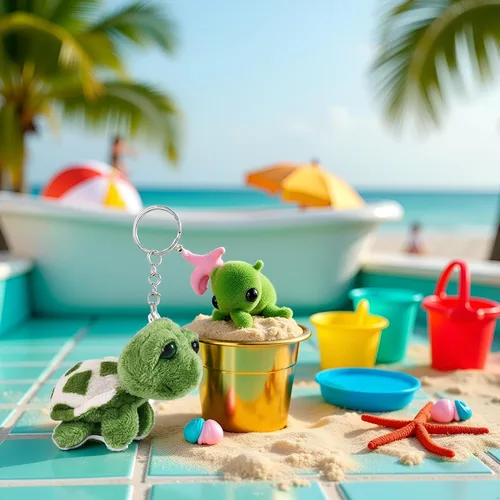 Vista 3 de Mini llavero de tortuga marina verde, criaturas marinas tortuga regalo, bolso de dibujos animados colgante auto animal llavero decoración llavero