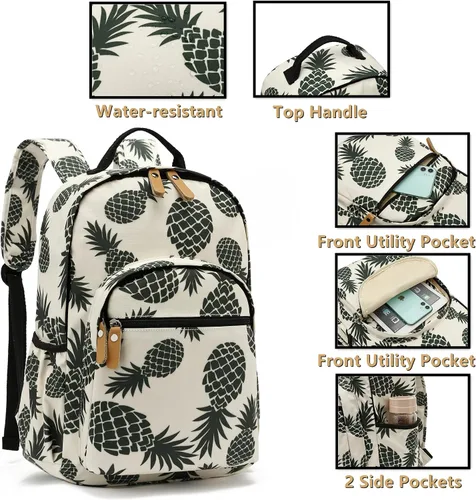 Vista 110 de Leaper Mochila para laptop para mujer: linda mochila floral para escuela, universidad, viajes, trabajo, mochila ligera para niños, Negro margarita