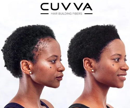 Vista 7 de CUVVA Fibras capilares para adelgazar el cabello, corrector de pérdida de cabello con queratina, cabello más grueso en 15 segundos, botella de 0.87