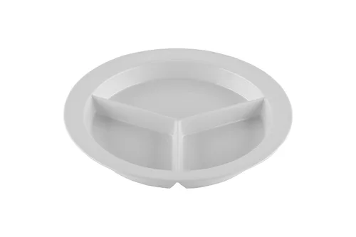 Vista 25 de G.E.T. CP-530-T Tan 9" 3-Compartment Plate, Break Resistant Dishwasher Safe Melamine Plastic, Supermel Collection (Pack of 12)