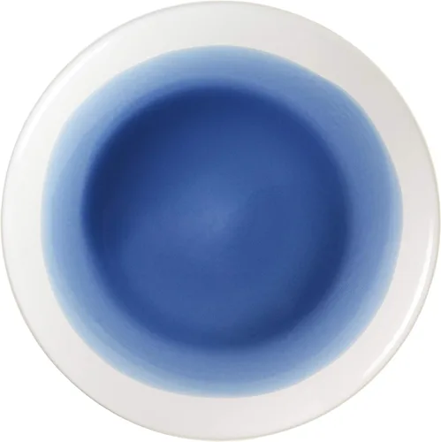 Vista 3 de American Atelier Juego de vajilla redonda Platos, cuencos y tazas de cocina azul y blanco Colección Oasis de 16 piezas de cerámica de 10.5 x