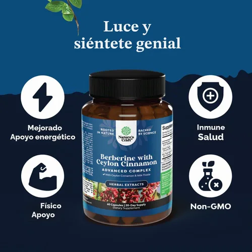Vista 2 de Complejo equilibrado de berberina Plus de 1200 mg, berberina antioxidante con cápsulas de canela de ceilán más extracto de cardo mariano