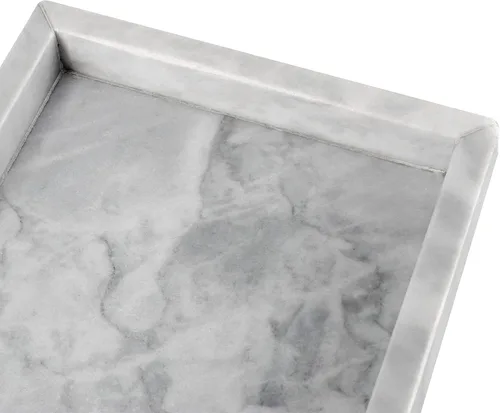 Vista 3 de JEUIHAU Bandeja de mármol de 9.8 x 5.9 x 1.2 pulgadas, bandeja de piedra de mármol natural antideslizante, bandeja rectangular decorativa