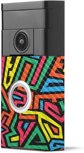 Vista 32 de MightySkins - Piel de fibra de carbono para timbre de video con anillo – Madera abstracta Acabado de fibra de carbono texturizado protector