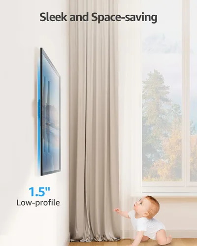 Vista 6 de MOUNTUP Soporte de pared para TV, soporte de TV inclinable para la mayoría de televisores planos/curvos LED LCD OLED de 26 a 60 pulgadas, perfil