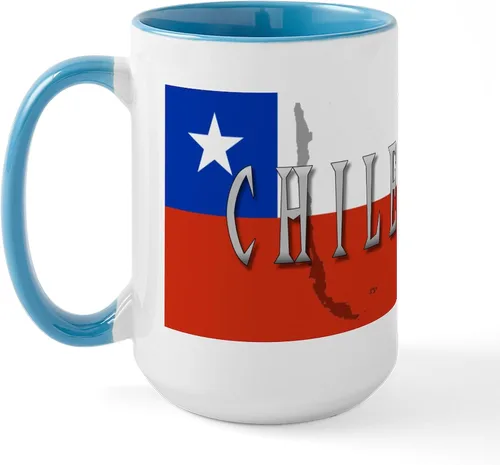 Vista 17 de CafePress Taza de café de cerámica extra grande de 15 oz (15.0 fl oz) con bandera de Chile
