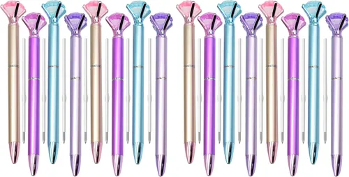 Vista 10 de Maydahui 24 bolígrafos de diamantes de tinta negra, retráctiles, diseño de metal brillante para niñas, mujeres, fiestas, día de San Valentín