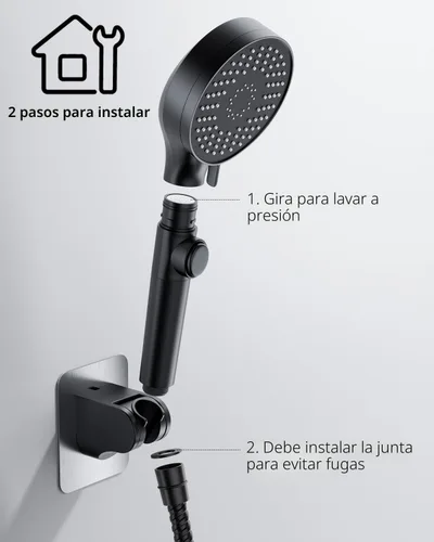 Vista 4 de Cabezal de ducha para autocaravana con manguera de acero inoxidable, cabezal de ducha de alta presión de 5 modos con interruptor de encendido