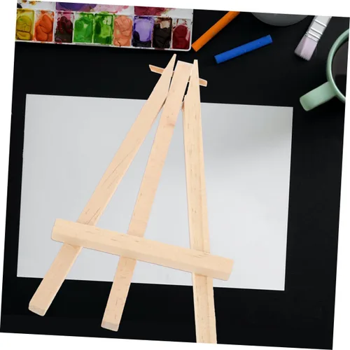 Vista 5 de 2 mini caballete de madera para exhibir trípodes plegables para tarjetas, fotos, coleccionables, caballete de mesa para clases de arte
