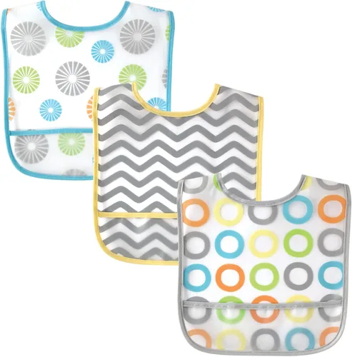 Vista 4 de Luvable Friends Baberos PEVA impermeables unisex para bebés Flamenco