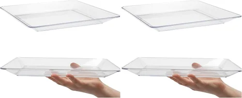 Vista 6 de Bluesky Trading Bandeja rectangular de plástico transparente, paquete de 1, diseño elegante, perfecta para bodas, fiestas de cumpleaños