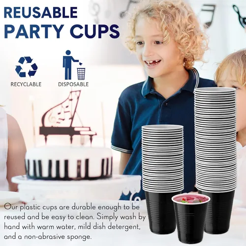 Vista 5 de Zopeal 200 vasos de plástico a granel desechables de 18 onzas, vasos de plástico duro para bodas, fiestas, copas de vino, bebidas elegantes, bebidas