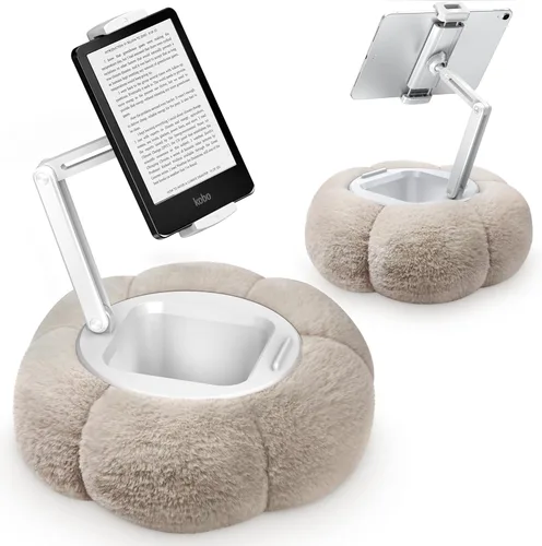 Vista 13 de CreaDream - Soporte de almohada en forma de calabaza para tableta, Kindle, iPad, soporte ajustable para teléfono con almohada para regazo y cama