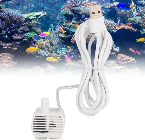 Vista 3 de JTLB Bomba de fuente de agua para gatos, repuesto de bomba USB blanca de 7 x 7 x 5, bomba de agua sumergible para acuario de peces, dispensador