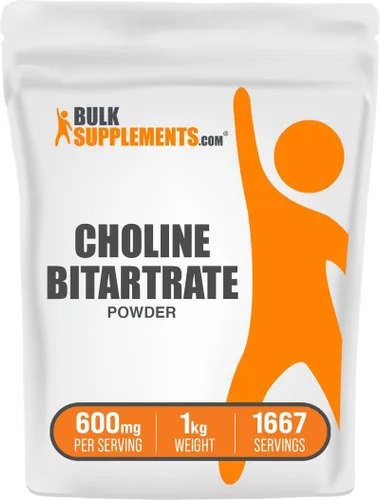 Vista 6 de BulkSupplements. com Polvo de bitartrato de colina, suplementos de colina, sin sabor y sin gluten, 600 mg por porción, 17.64 oz (1.1 libras)