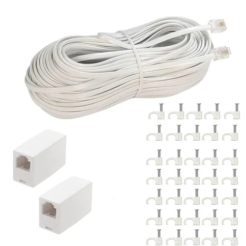 Vista 11 de Cable de extensión para teléfono fijo con enchufe estándar RJ-11 6P4C (3 pies-paquete de 3, negro)