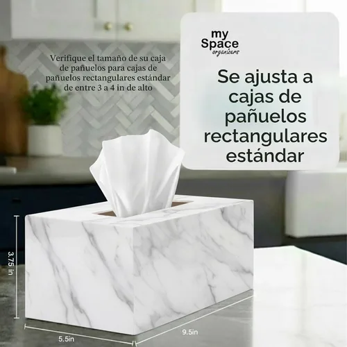 Vista 4 de Cubierta de Caja de Paños Rectangular - Soporte de Caja de Paños Rectangular - Compatible con Kleenex - Accesorios de Baño de Acrílico y Mármol