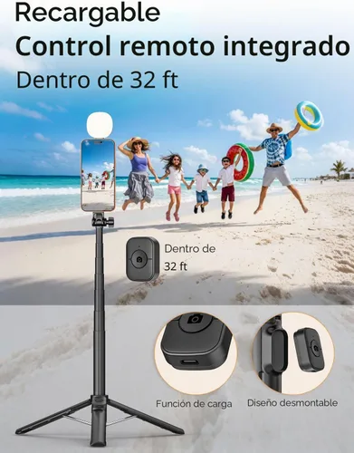 Vista 7 de USKEYVISION Trípode magnético de 69" para iPhone con luz magnética
